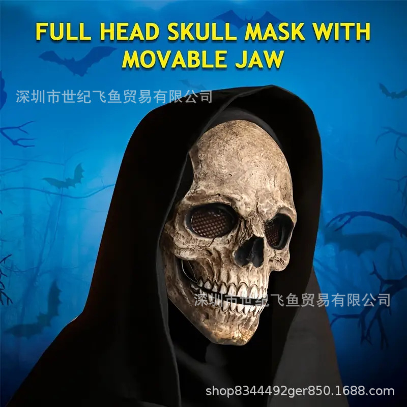 Halloween nuevo cráneo cráneo máscara de boca móvil máscara de cabeza cráneo boca móvil máscara de cráneo