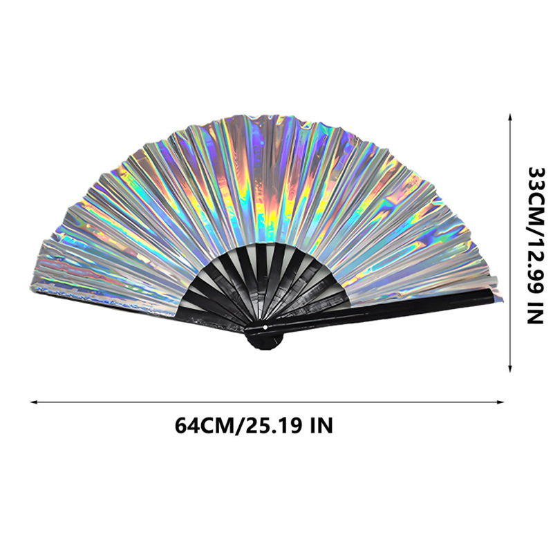 Nuevo abanico láser de PVC de venta caliente transfronterizo abanico de Tai Chi abanico de Kung Fu plegable holográfico concierto abanico colorido