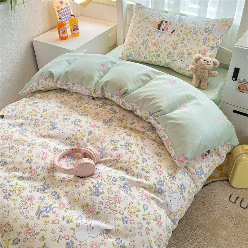 Ropa de cama de dormitorio de estudiantes universitarios de tres piezas de algodón 2025 nuevo juego completo de ropa de cama de algodón