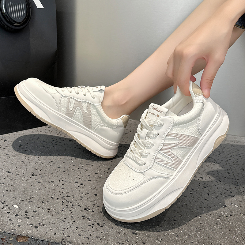 High-end Women's White Sneakers, New Autumn 2026 Trendy Internet Celebrity Versatile Thick-soled Platform Popular_vogvips.com