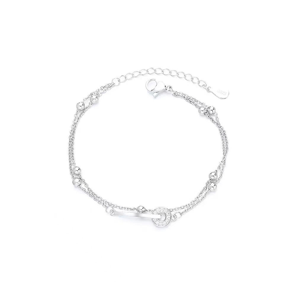 Bracciale a doppio strato con anelli rotondi sovrapposti per donna, stile europeo e americano, alla moda, semplice, squisito, Ins_voghion.com