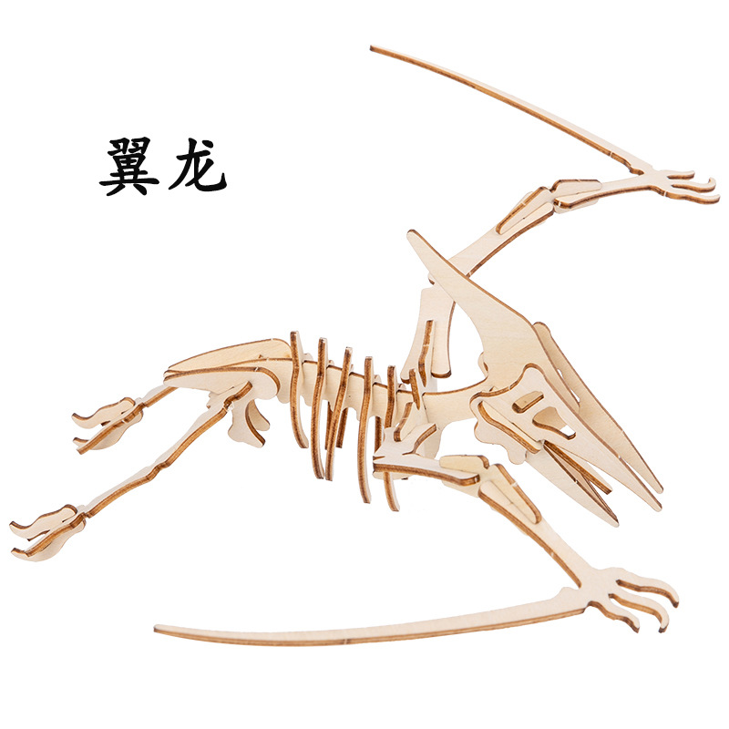 Puzzles de dinosaurio de madera creativos hechos a mano modelo 3D puzzle tridimensional regalos de vacaciones juguetes de madera al por mayor