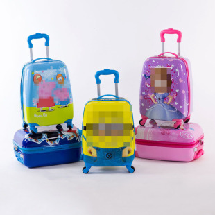New Square Big Eyes Cute Trolley Case Cartoon Universal Wheel Children's Eggshell Password Luggage 18-inch Schoolbag