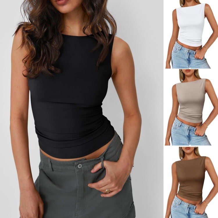 Cross-border European and American 2025 Spring and Summer New Sleeveless Vest Spice Girls Slim-fit Inner Y2K Fashion Sexy Top Women's Clothing