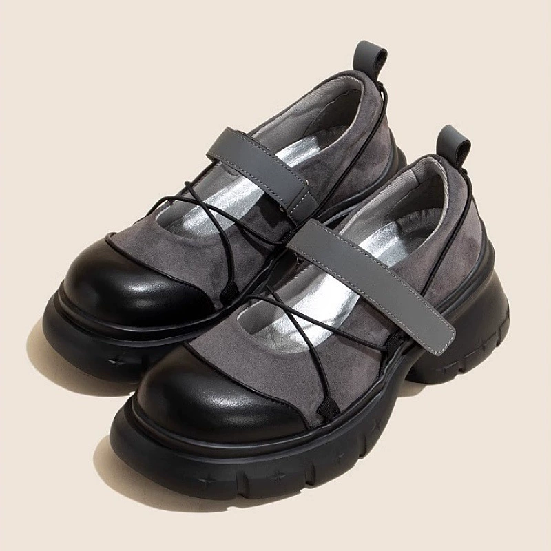 Ruoji ретро Мэри Джейн обувь женский 2024 летний новый маленький человек увеличивает толстую подошву модная повседневная дикая одиночная обувь