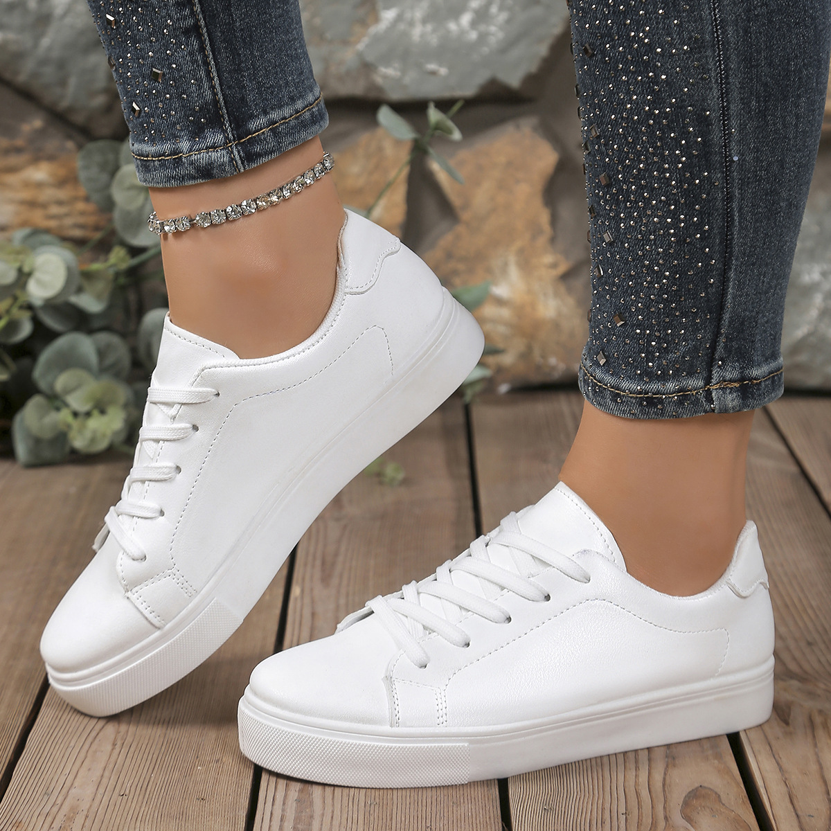 Comercio exterior zapatos blancos pequeños mujer 2025 nuevo blanco todo-fósforo deportes transfronterizos ocio pareja plana zapatillas de deporte tallas grandes