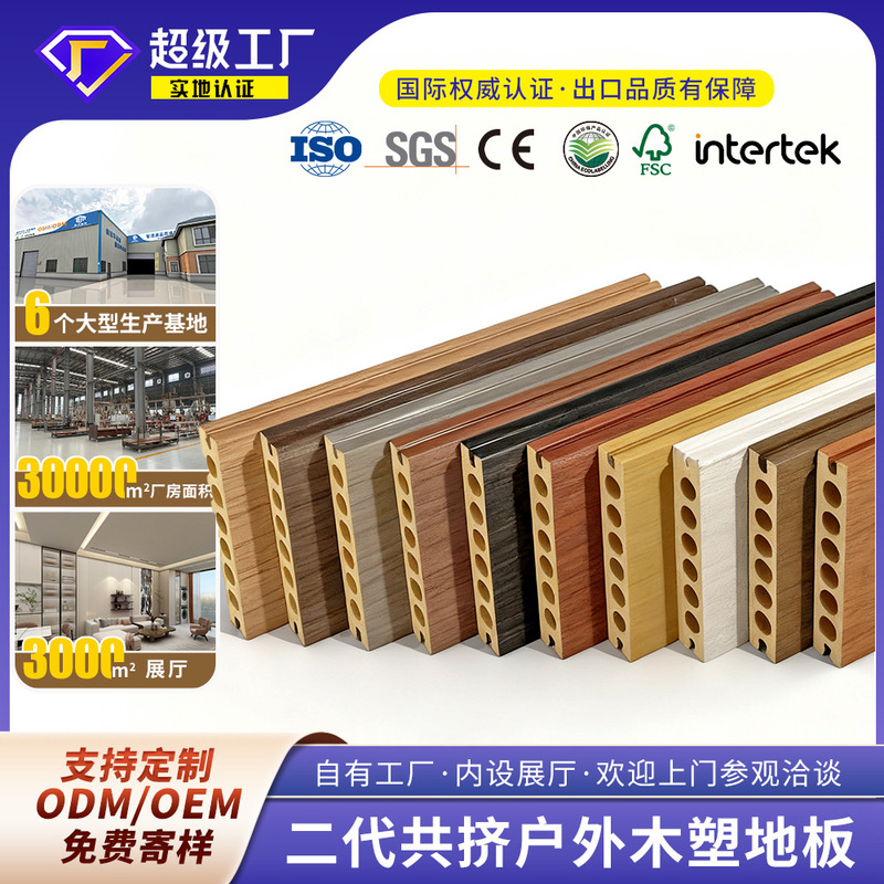 Second-Generation Co-Extruded Wpc Outdoor Wood-Plastic Flooring Composite Plastic Wood Board for Parks, Gardens, Terraces, and Courtyards