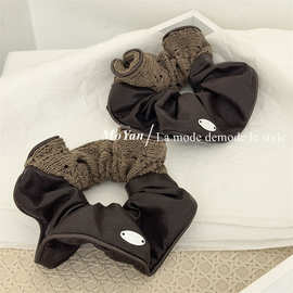 大肠发圈设计毛线小众头发绳百搭头绳皮质丸子头花气质双拼慵懒风