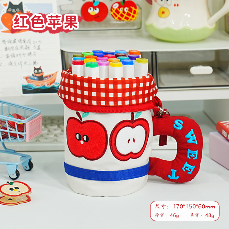 Apple Water Cup adorable bolsillo en bolsillo de papelería de gran capacidad