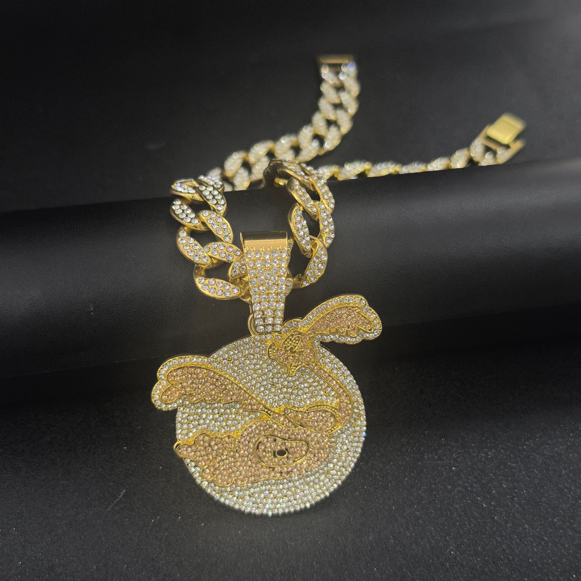 Europa y América Hip Hop cool full diamond swan colgante collar colgante personalidad masculina moda