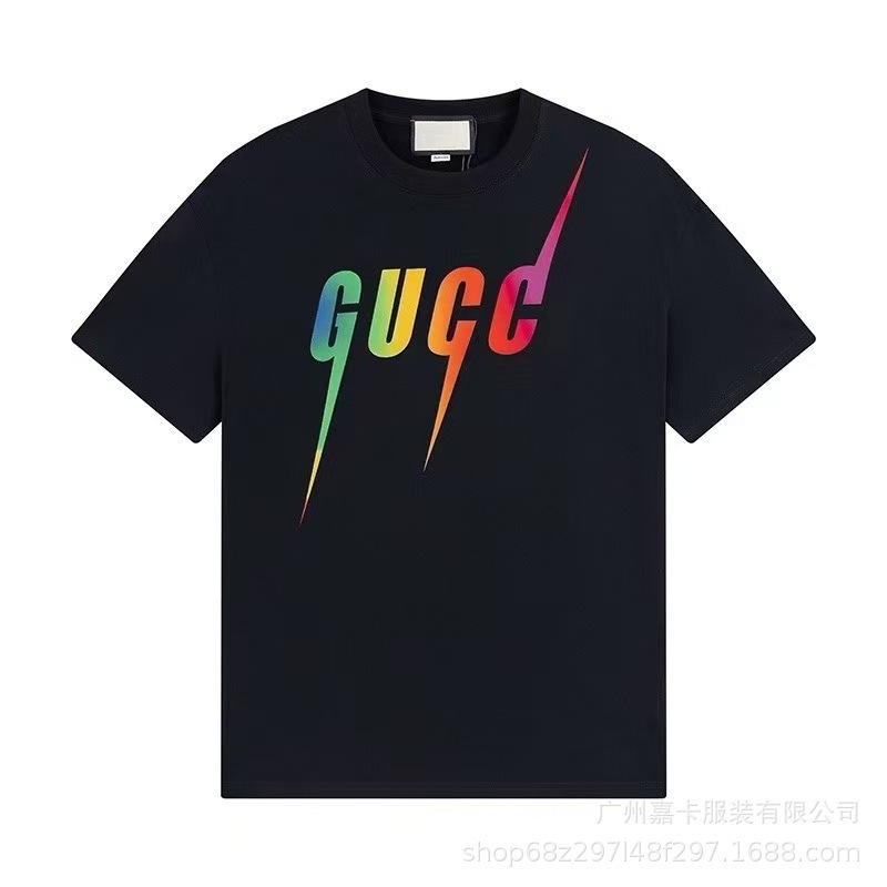クロスボーダーハイエンドGファミリーTシャツラウンドネックフロントロゴ柄シリーズカジュアル男女同型半袖Tシャツ|undefined