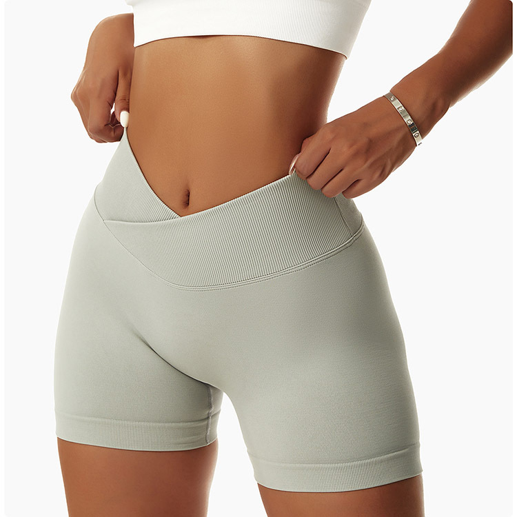 Verano V cintura melocotón cadera ajustados pantalones de tres puntos pantalones deportivos de yoga de cintura alta correr pantalones de yoga sin costuras de secado rápido