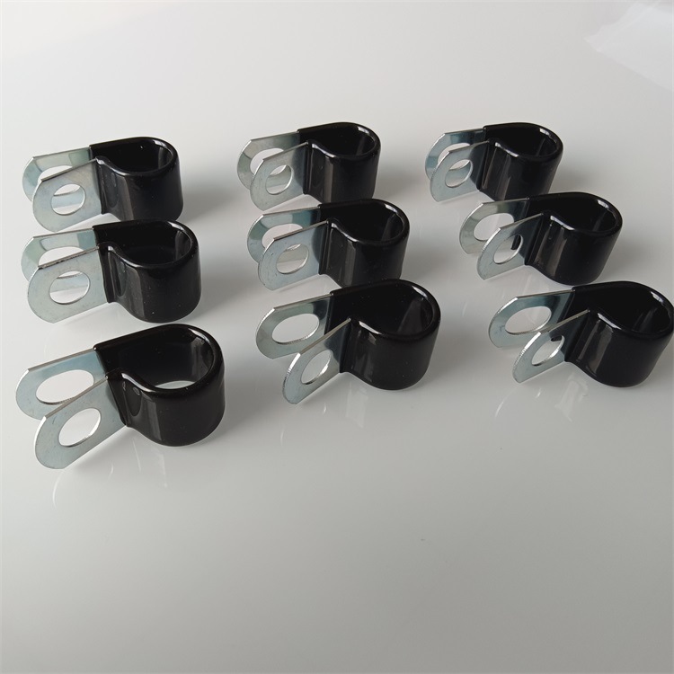 R型管夹镀锌/不锈钢浸塑管夹 R型全包胶油管卡26mm/M8孔