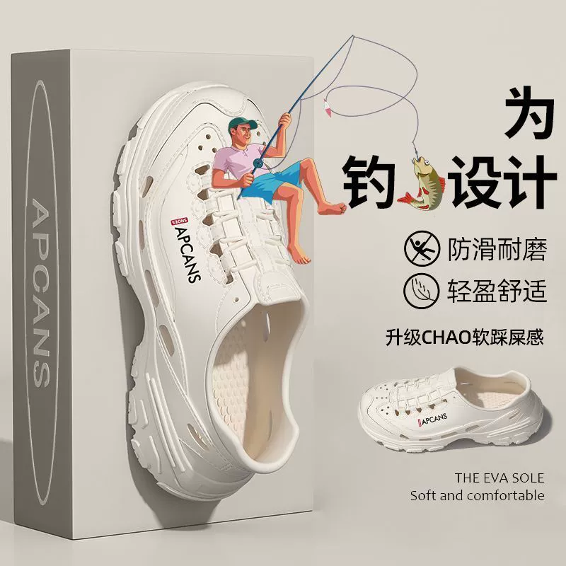 Мужские летние пляжные сандалии EVA Croc Shoes 2025 года, для вождения и рыбалки на открытом воздухе, нескользящие, закрытый носок