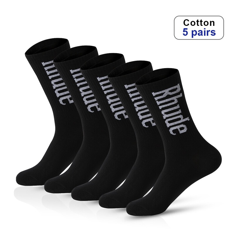 Cross-Border Sports Socks for Men, Mid-Calf Socks, Summer Sweat-Absorbent and Breathable Men's Black and White Running Basketball Socks, Zhuji Socks