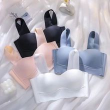 夏日海盐一片式光面小胸聚拢无痕内衣女防下垂收副乳文胸