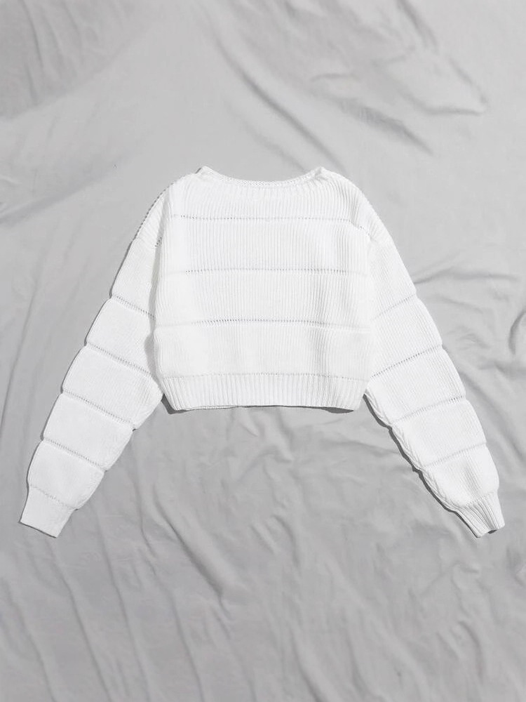 2025 primavera, otoño, invierno, punto de cuello redondo, temperamento europeo y americano, color puro, suéter de aguja, ropa corta de mujer coreana