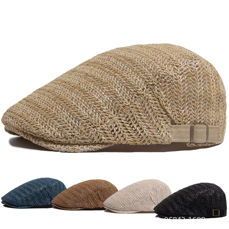 Japanese-Style Faux Linen Straw Hat, Breathable for Summer, Large Head Circumference, Makes Face Look Smaller, Y2K Duckbill Hat, Beret, Trendy