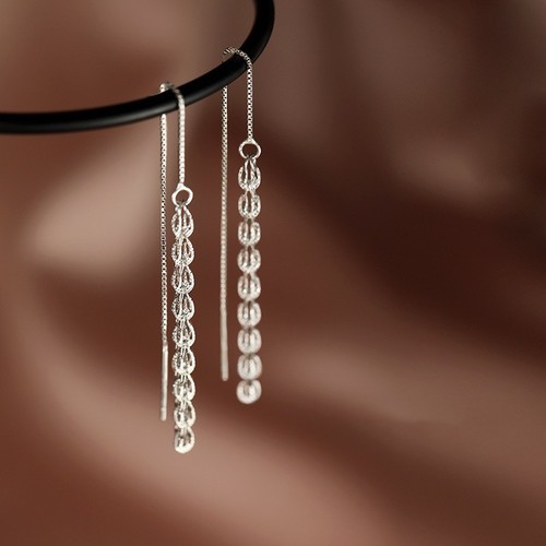s925 sterling silver long chain phoenix tail earrings ins style high-end tassel wheat ear wire factory one piece wholesale