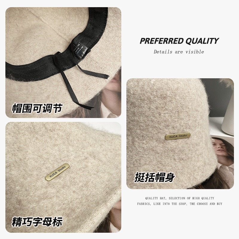 ウールの漁師帽の子供は秋冬の高級感があります。