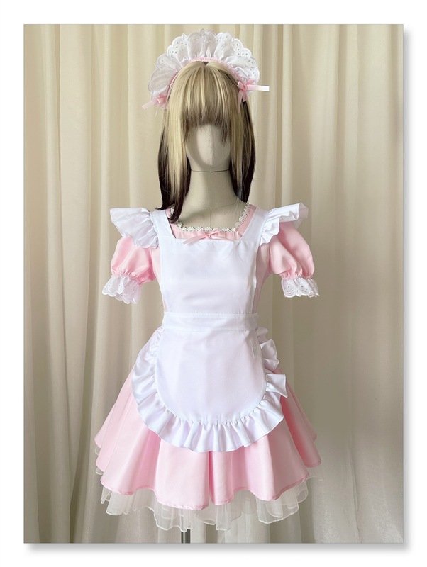 かわいい日系メイド服ロリータCOSエンジェルメイド超萌え犬ショートカフェ紺色メイドワンピース|undefined