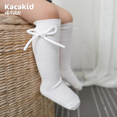 Spring and Autumn New Girls Bow Mid-Tube Socks Combed Cotton Socks Cute Pile Socks Children's Bottoming Socks Wholesale