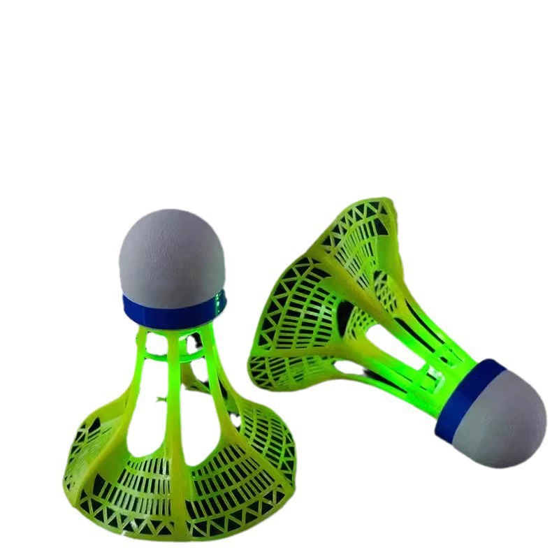 Luminous badminton night use outdoor entertainment windproof ball resistant plastic rubber training ball luminous high elastic badminton