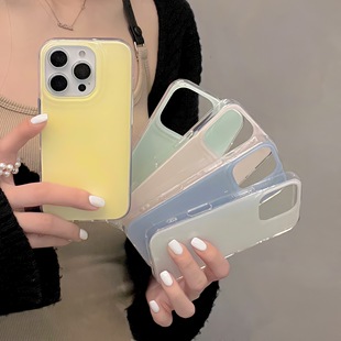 Jelly Double Layer iPhone16 Summer Candy Color Phone Case for Apple 15promax Simple Solid Color Protection