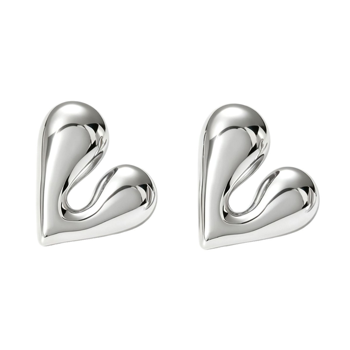 Stainless Steel Hollow Stud Earrings Elegant Minimalist Design_voghion.com
