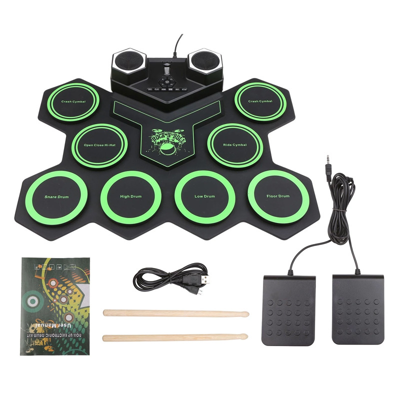 Manual roll tambor electrónico instrumento de percusión portátil de silicona mano roll estante tambor jazz tambor USB tambor electrónico al por mayor transfronterizo