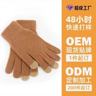 定制羊毛手套女秋冬保暖可触屏骑行防风女款防寒运动简约针织批发