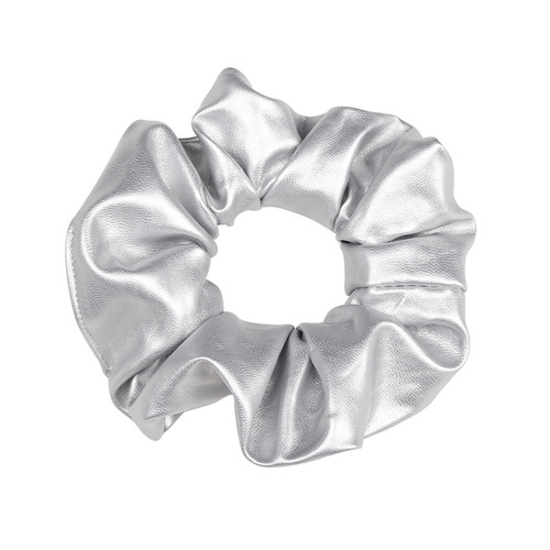 RUDAN Amazon Korea ins cross-border PU leather y2k laser hair accessories for women wholesale silver pig intestine hair ring