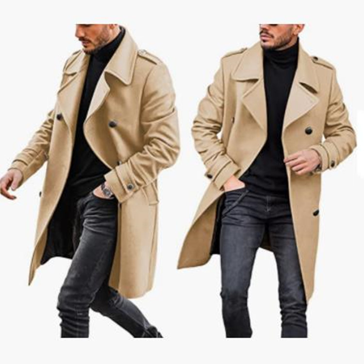 Men's Elegant Streetwear Solid Color Patchwork Double Breasted Coat display picture 9