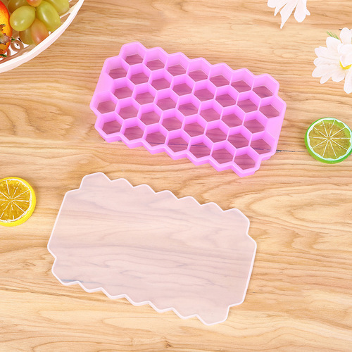 Food-grade silicone cover 37-grid honeycomb ice cube ice cube honeycomb mold ice cream baby food supplement box home cross-border