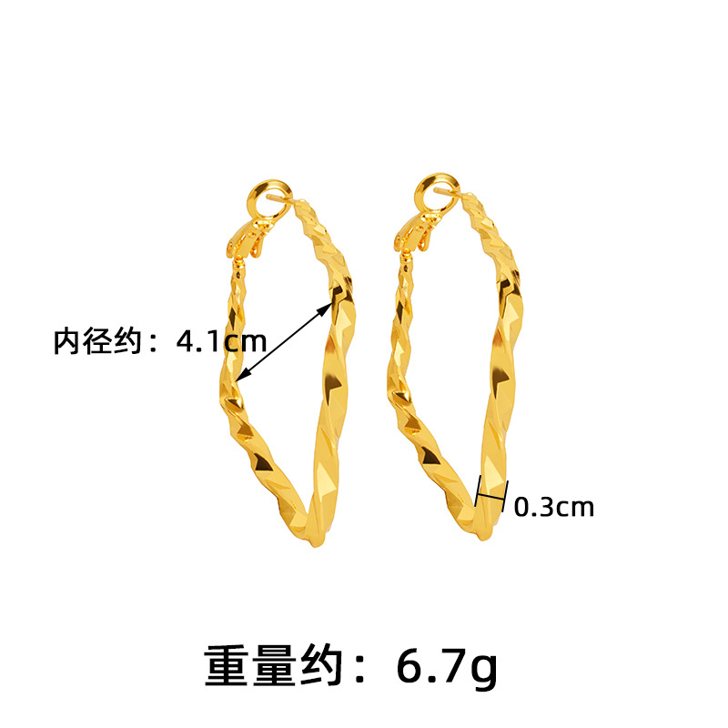 Nuevos aretes de oro vietnamitas lujosos exagerados círculos geométricos irregulares aretes para mujeres joyerías de alta calidad