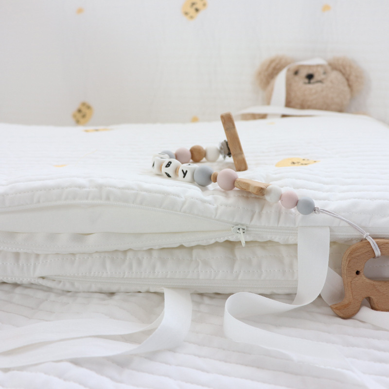 Circunferencia de la cama de la cuna Juego de cama de bebé recién nacido Algodón puro Bordado acolchado coreano Desmontable y lavable Circunferencia anticolisión recién nacido