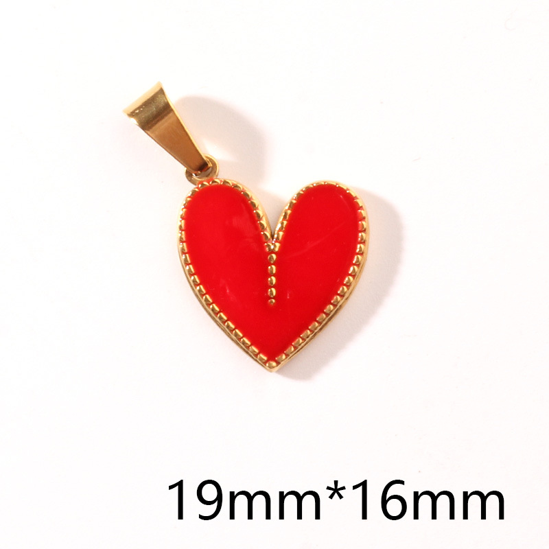 6g Weight Pendant Jewelry Making Type DIY Jewelry Accessories Classification 1 Piece Quantity 304 Stainless Steel, Metal Material Peach, Heart Shape Pattern Women's Gender Retro Style Enamel, Plating Craft 1 Piece 304 Stainless Steel Metal Peach Heart Shape Pendant DIY Jewelry Accessories 7
