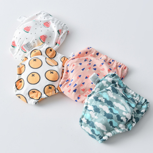 Korean style baby four-layer gauze diapers waterproof newborn washable diapers pure cotton diaper pocket baby learning pants