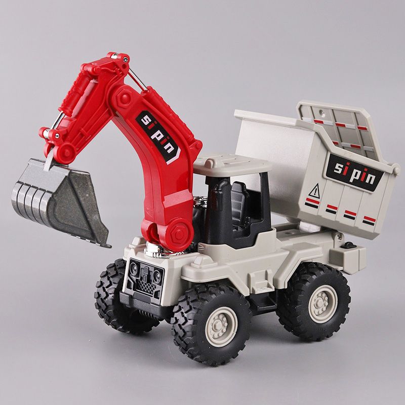 Baby's Crash-Resistant Alloy Excavator Bulldozer with Turning Shovel Head, Children's Inertial Excavator Dump Truck