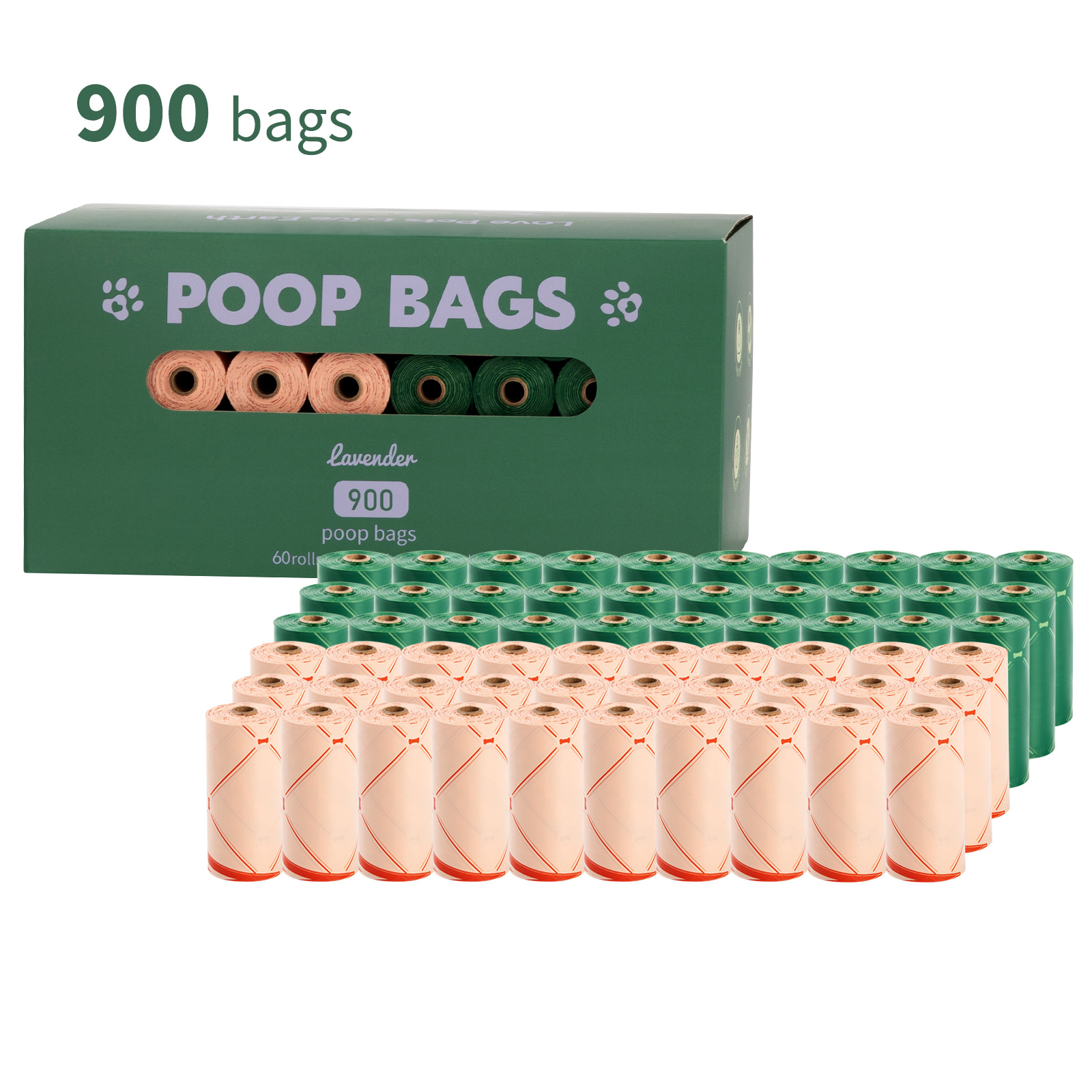 Nuevo medio ambiente biodegradable bolsa de basura de mascotas bolsa de basura distribuidor de bolsa de heces OPP caja de cabeza de fijación empaquetada bolsa de heces