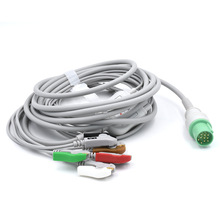 廠家直銷兼容海力格心電監護儀一體化電纜五導聯線鉗式心電導聯線