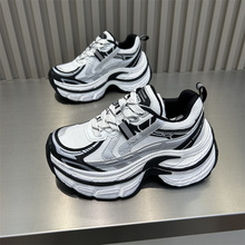 香港松糕厚底圆头老爹鞋女2025夏季新款小个子做旧擦色休闲运动鞋