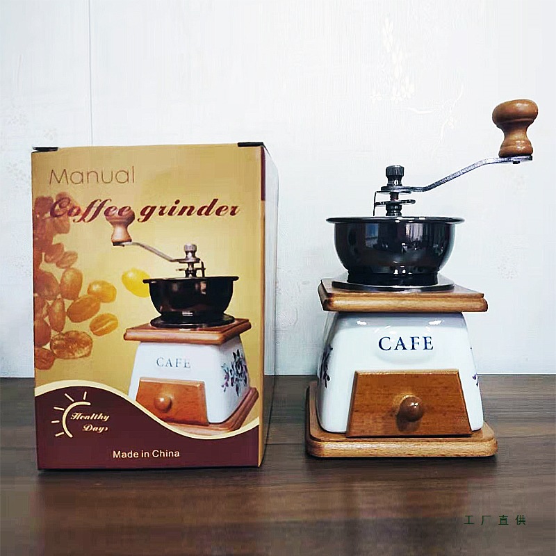 Ceramic Core Coffee Grinder Foreign Trade Hot-Selling Grinder Wood Grinder Hand-Cranked Coffee Machine Grinder Coffee Powder Manual Hand Brewing