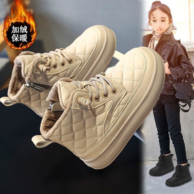 Girls' Shoes 2025 Winter New Kidsren's Sports Shoes for Middle and Large Kidsren and Girls Fleece-Lined Cotton Shoes Boots Snow Boots