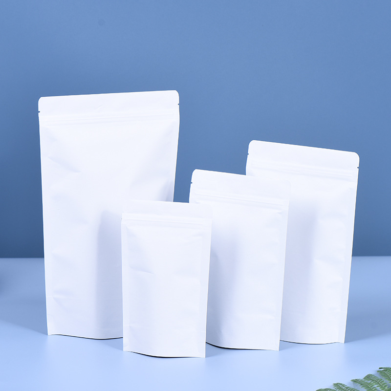 现货 磨砂白色牛皮纸袋 干果坚果糖果类食品自封自立包装袋批发