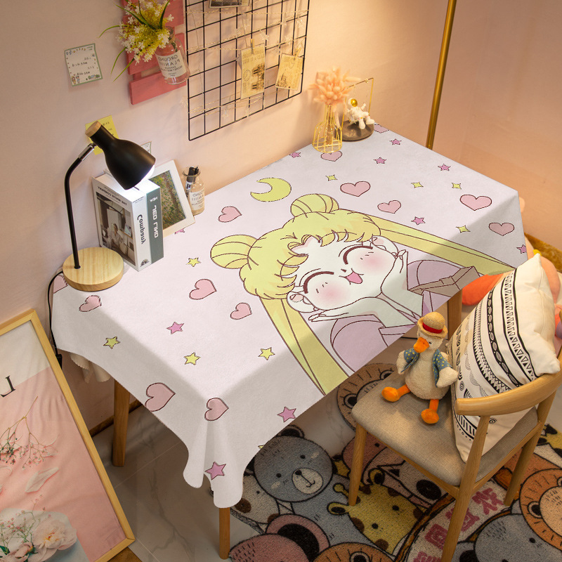 Cartoon Pretty Girl hand-painted illustration wear-resistant stain-resistant household anti-scald washable table cloth student desk cloth cover cloth towel