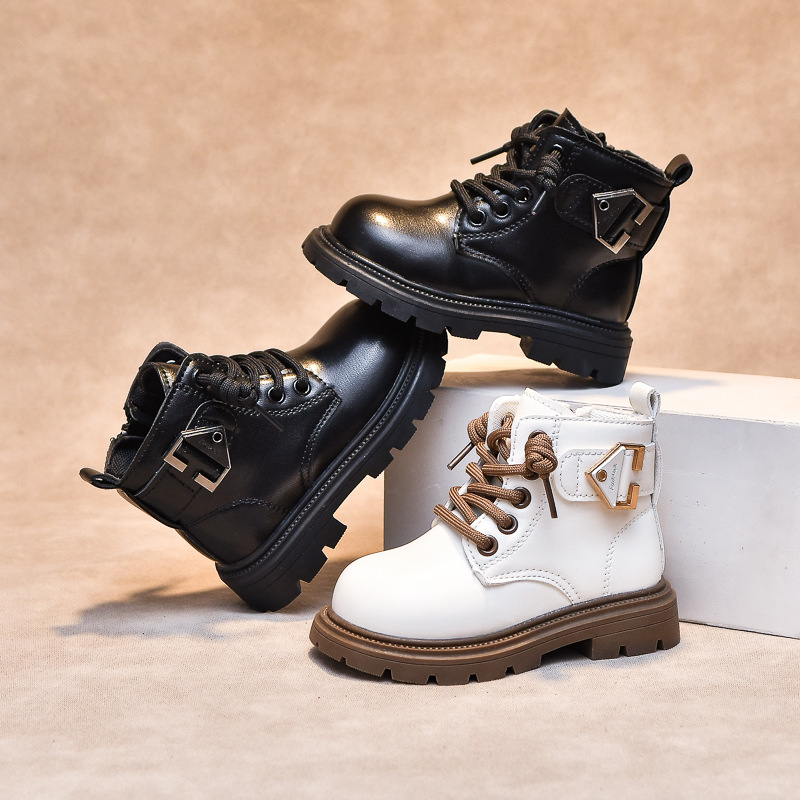 Scarpe da bambino Martin 2024 autunno e inverno nuove corte in stile britannico per ragazzi stivali singoli in pelle_voghion.com