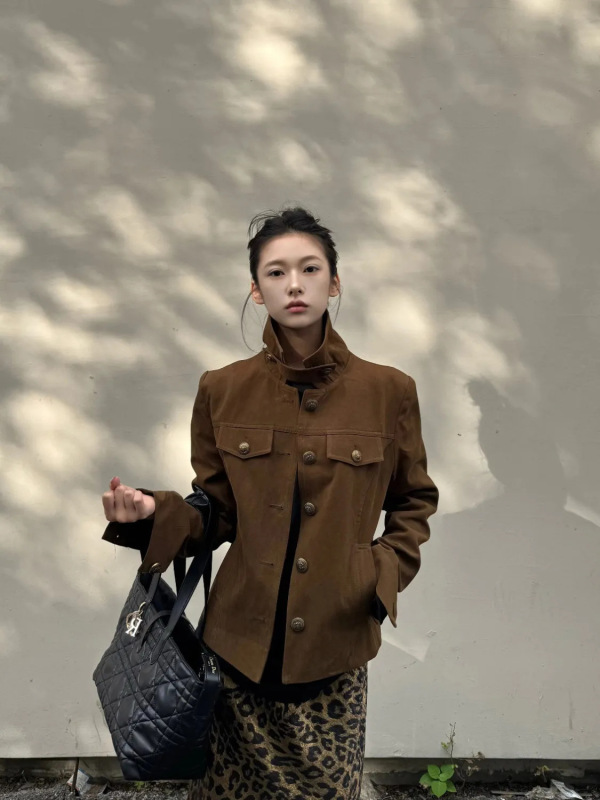 复古休闲工装立领设计短外套女2025秋季新款ins修身百搭夹克上衣|undefined