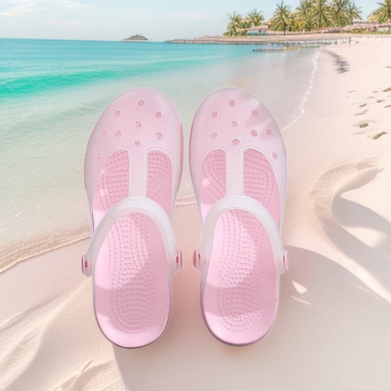 42.43 Plus Size Summer Clogs Women's Sandals Thick Sole Non-Slip Jelly Soft Sole Women's Slippers Beach Shoes