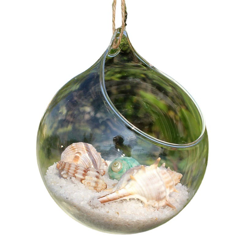 Подвесная стеклянная ваза настенная ваза для суккулентов Прозрачная Круглая гидропонная подвесная бутылка свадебные принадлежности